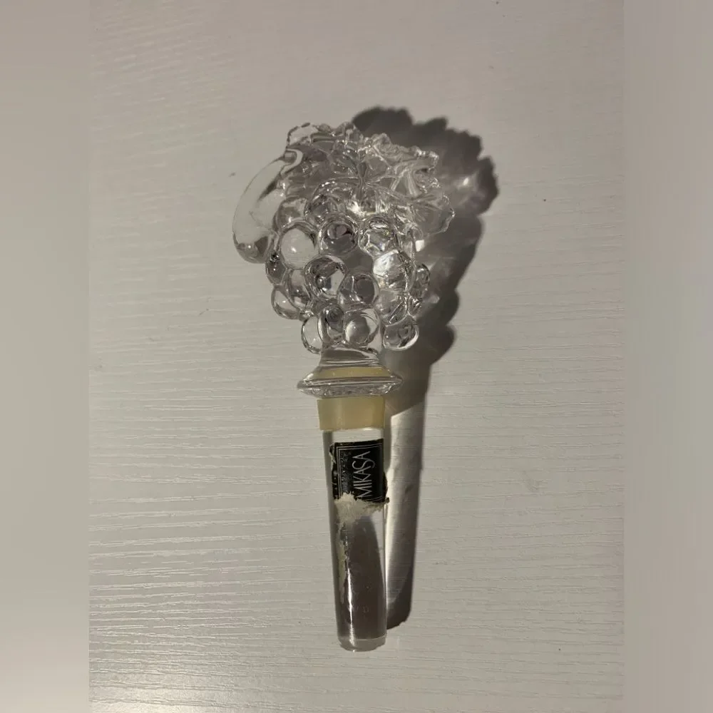 Vintage MIKASA Crystal Glass Wine Bottle Stopper Grape Cluster 6